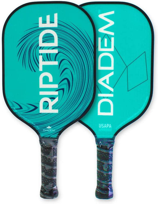 Diadem Riptide Pickleball Paddle | Honeycomb Core, Fiberglass Face | Ultra Sleek Edge Guard, Easy to Swing, Adds Spin & Power | Indoor/Outdoor | USAPA Approved (Diadem Teal)