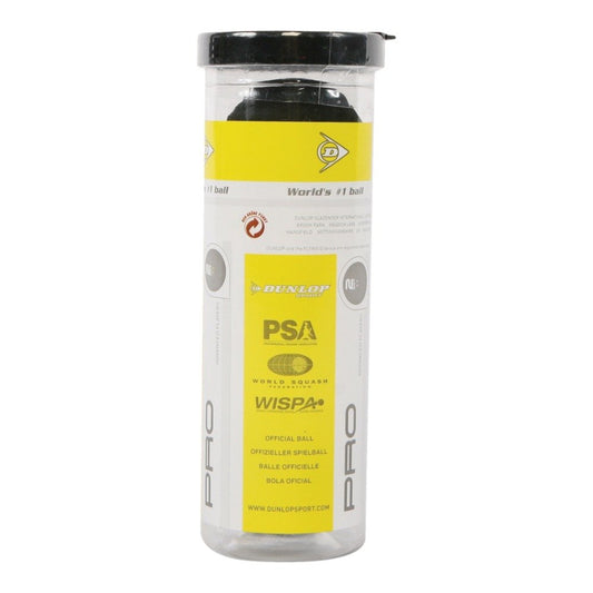 Dunlop Pro Squash Double Dot 3 Ball Tube - Yellow