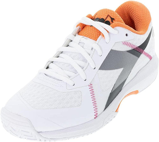 Diadora Trofeo W All Ground Pickleball Tennis Shoes (White/Black/Vermillion)