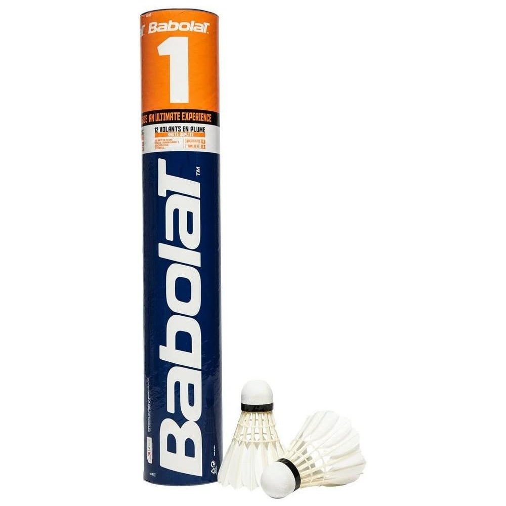 Babolat 1 Feather Shuttlecocks Tube  White - 12 Per Tube