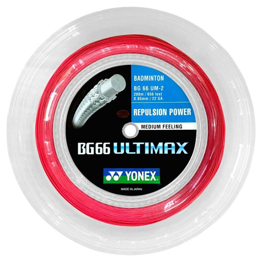 Yonex BG 66 Ultimax Badminton String 200m Reel - Red