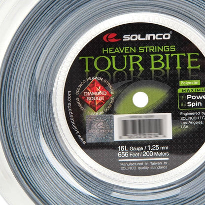 Solinco Tour Bite Diamond Rough Tennis String Reel Silver,16g