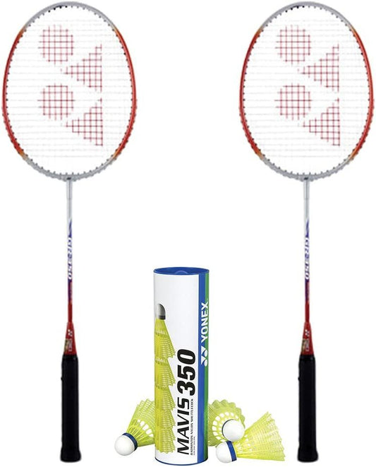 YONEX B 350 2 Rackets M350 YM Shuttlecock Badminton Combo Set