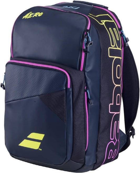 Babolat Pure Aero Rafa Tennis Backpack (Dark Navy/Yellow/Pink)