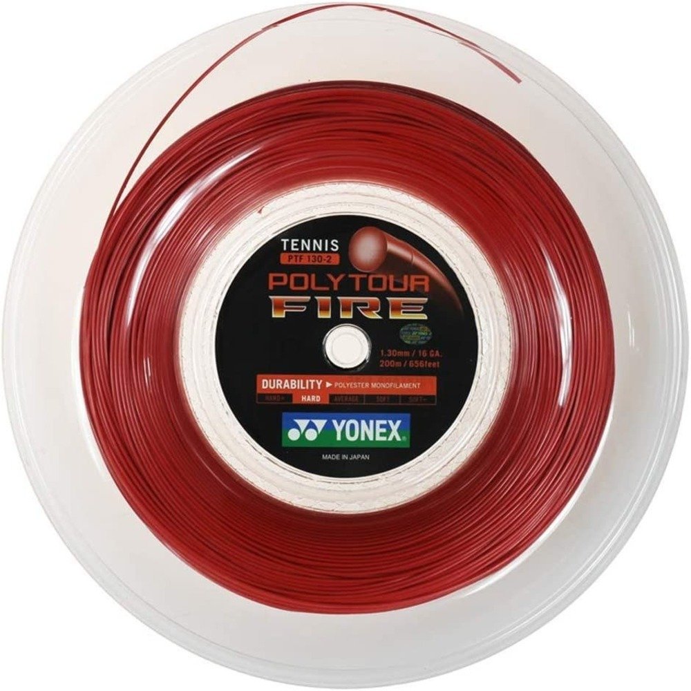 Yonex Poly Tour Fire 16-1.30mm Tennis String Reel - Red