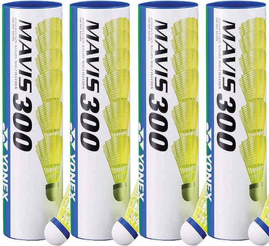 Yonex Mavis 300 Nylon Badmintion Shuttlecocks 1/2 Dozen Yellow - 4 Tubes