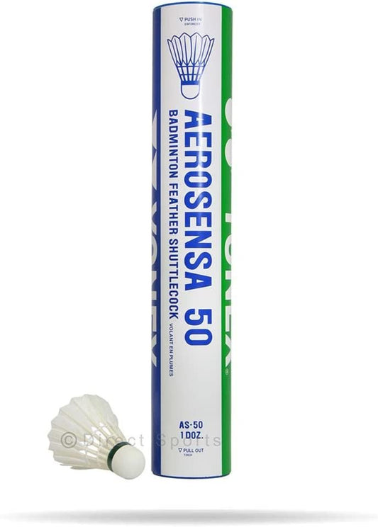 YONEX Aerosensa AS 50 Feather Badminton Shuttlecock (1 Dozen) (1 Tube (Dozen Shuttles))